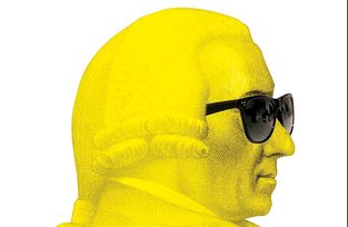 An image of a man wearing sunglasses and a yellow wig inspired by Art of Manliness.