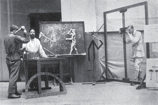 Two men standing in front of a painting, contemplating life.