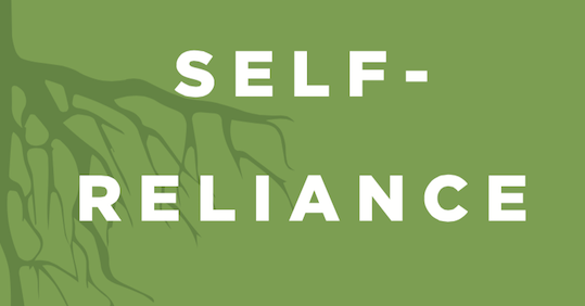 A self-reliant podcast with a green background and the words "self reliance.