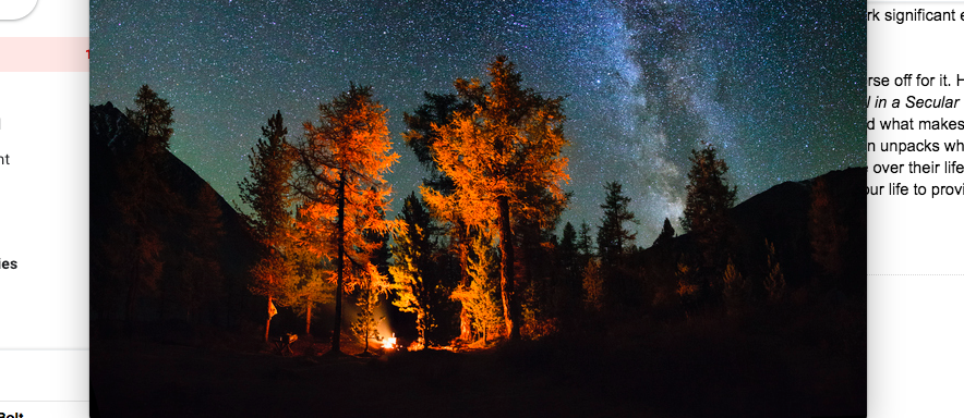 A screenshot of a Facebook page displaying a night sky and trees.