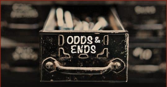 A drawer labeled "Odds & Ends" partially opened, containing various small items.